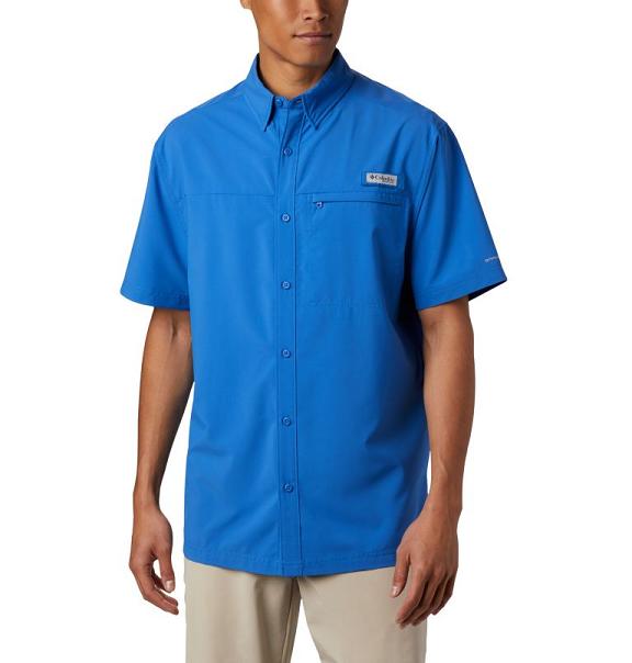 Columbia PFG Grander Marlin Shirts Blue For Men's NZ29345 New Zealand